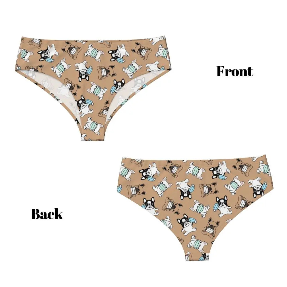 Custom Womens French Bulldog Christmas Santa Claus Brief Panties Female Stretch Underwear Underpants