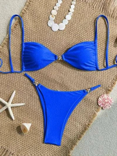 Sexy Triangle Mini Bikini Set Micro Thongs Solid Swimsuit Women Bathing Suit Biquini Bandage Beachwear Swimwear Thong Bikini
