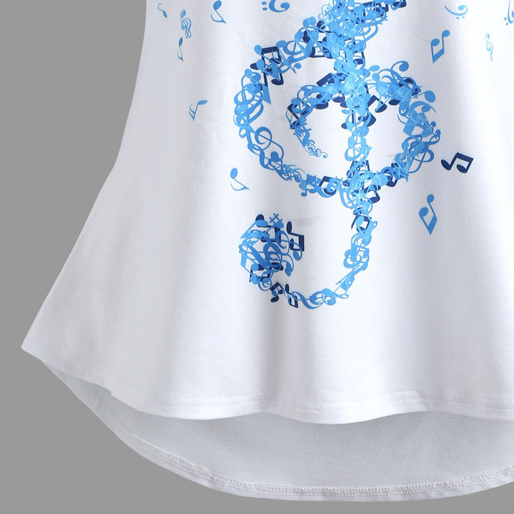 Ladies Bandages Sleeveless Vest Top Musical Notes Print Camisole For Women Plus Size Tops Crop Top Women 2022 Ropa Mujer