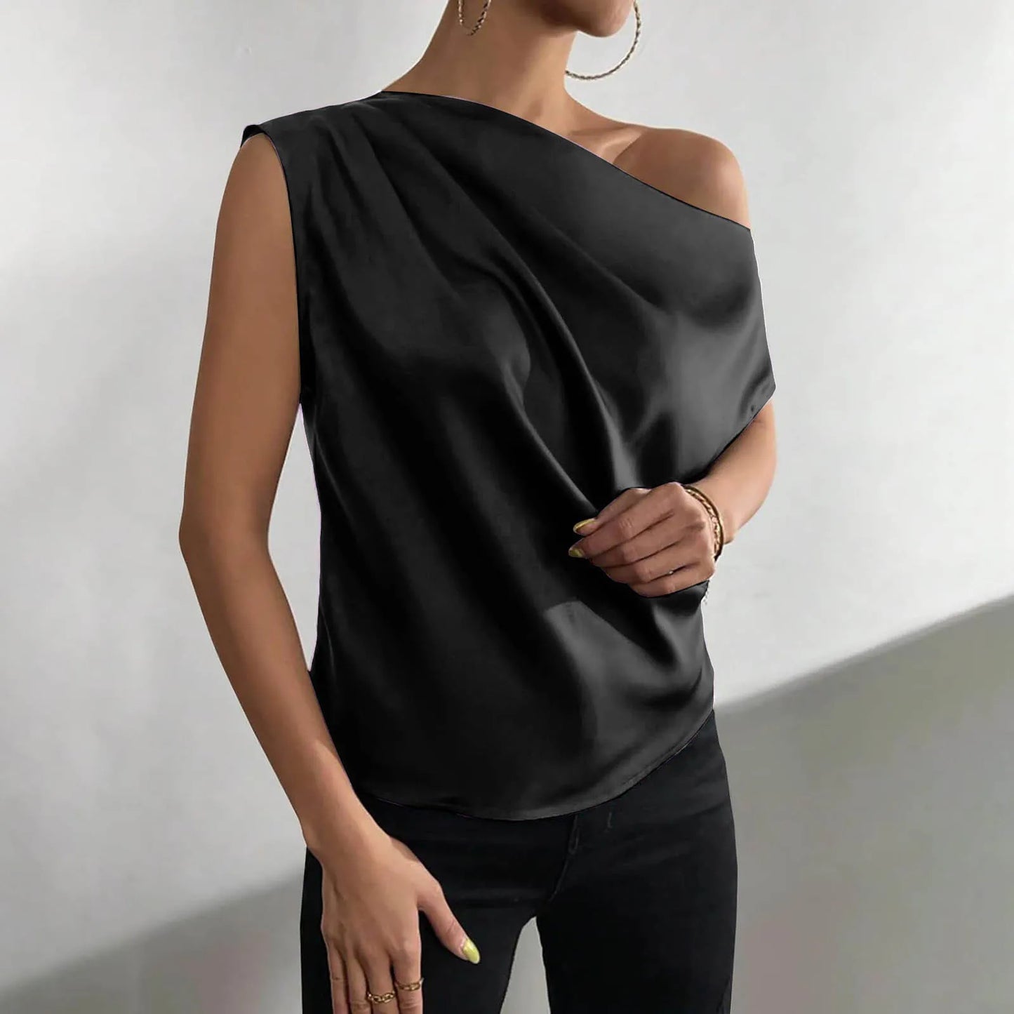 Summer Camisole Tanks For Women Women Silk Satin Casual Sleeveless U Neck Tank Top Summer Curved Hem Lightweight Ropa De Mujer