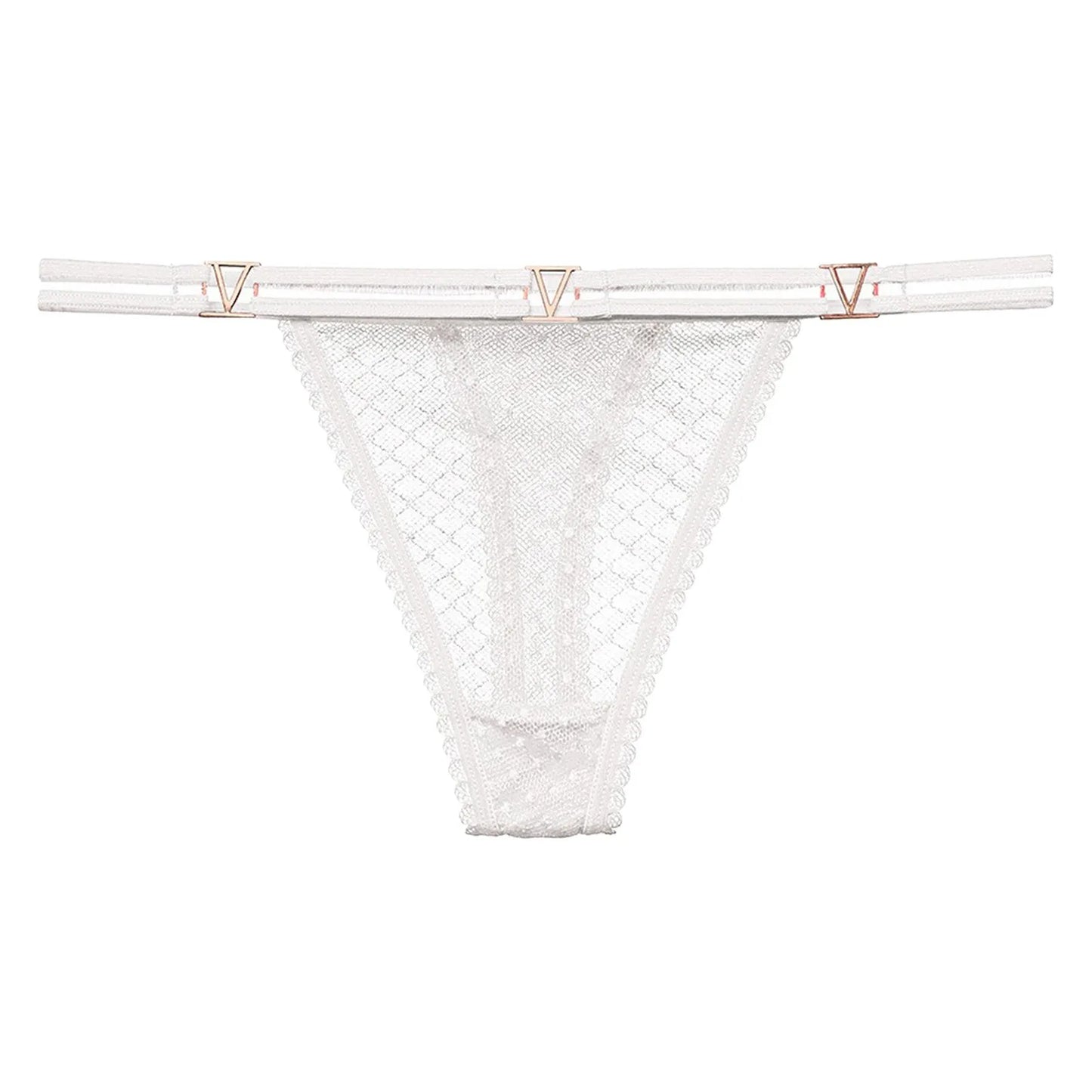 Seamless Hipster Mesh Thong – Low Waist Multi-Color G-String with Lace & Metal Buckles for Women