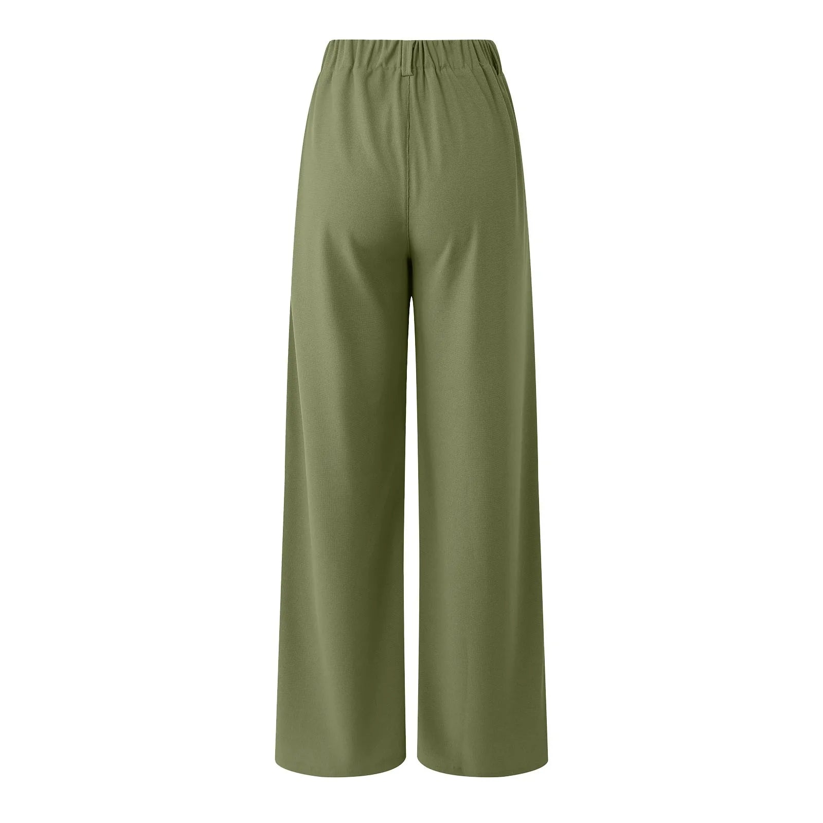 Womens Solid Color Straight Tube Loose Stretch Yoga Pants with Pockets Streetwear Waffle Palazzo Pants Women Joggers Baggy Pants
