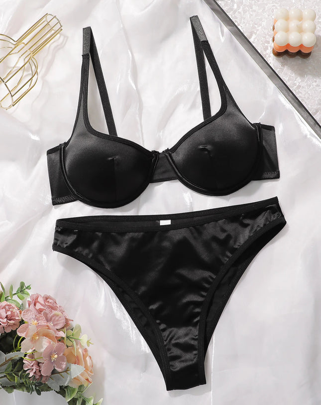 Women's sexy solid color fabric soft underwear set with steel ring gathering push up comfortable close fitting bra set MR2938