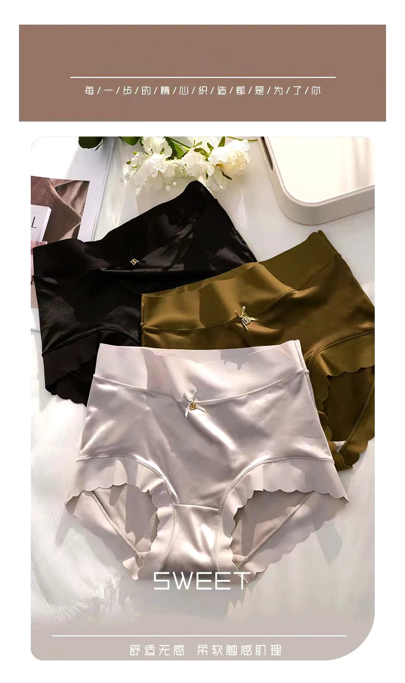 Ice silk Underwear Women's Briefs Soft Sexy High quality Comfortable Abdomen Panties smooth Lingerie