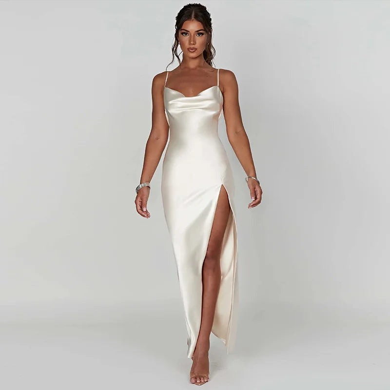 Summer Backless Slim Fit Slit Suspender Dress