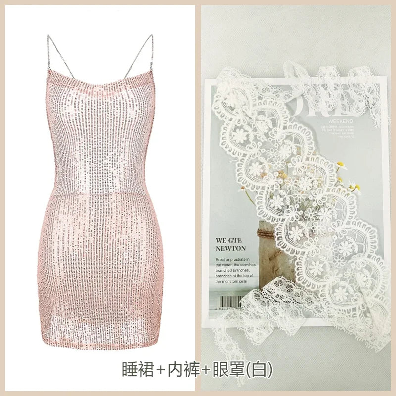 Women sexy nightgown babydoll Lingerie Seduction Night Suit sweet backless Tease Sundresses Hot Nightdress Pajamas hollow Nighty