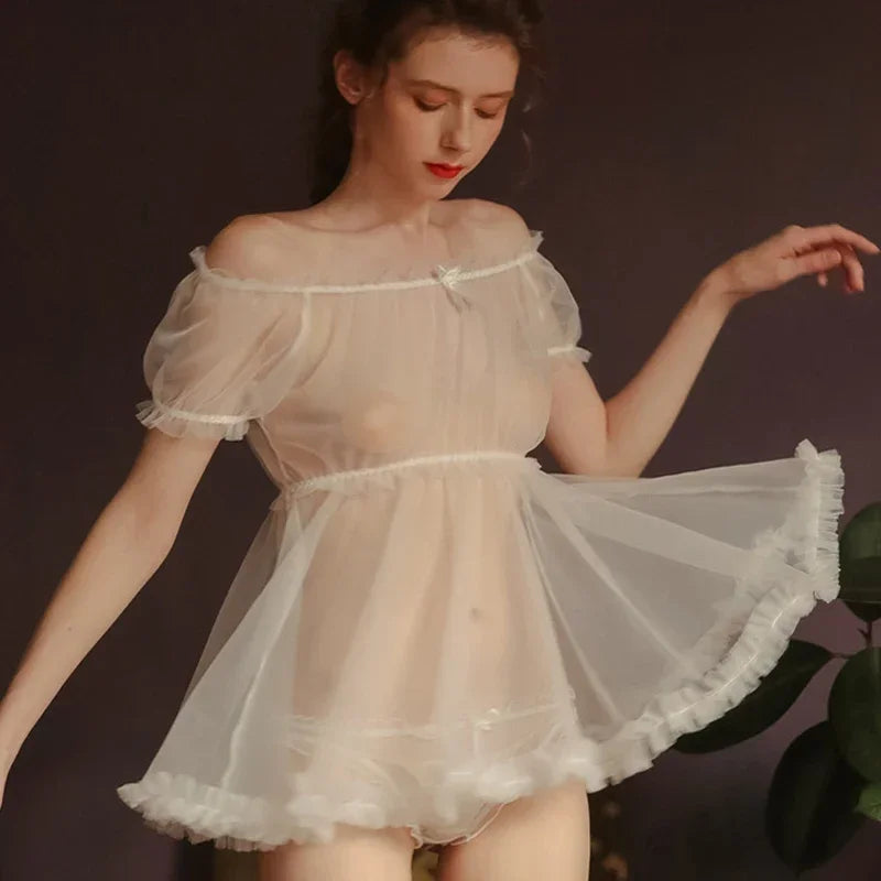 Sweet Sexy And Cute Lingerie Pajamas See-through Provocative Transparent Nightdress Free From Temptation Passion Suit