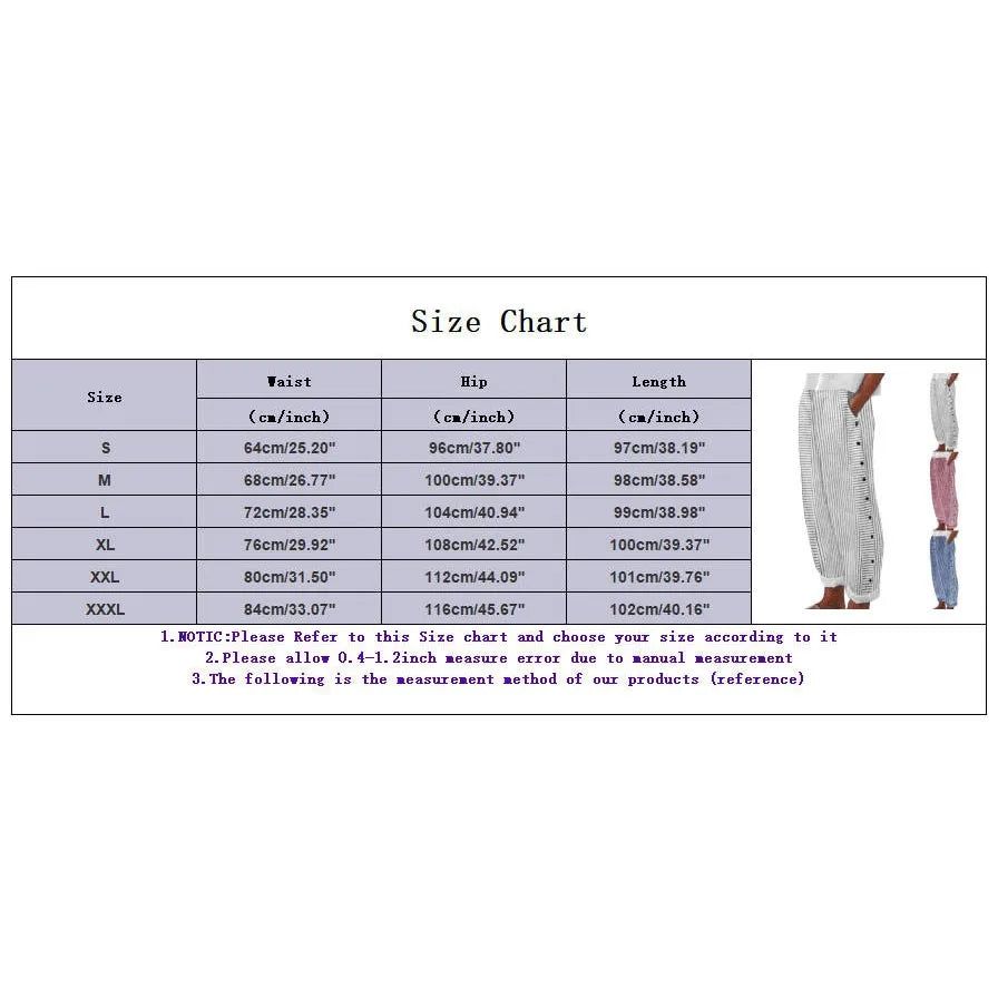 Long Linen Pants Women Women Summer Fashion Striped Print Button Casual Versatile Loose High Waist Yoga Dress Pants For Women