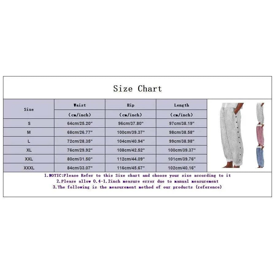 Long Linen Pants Women Women Summer Fashion Striped Print Button Casual Versatile Loose High Waist Yoga Dress Pants For Women