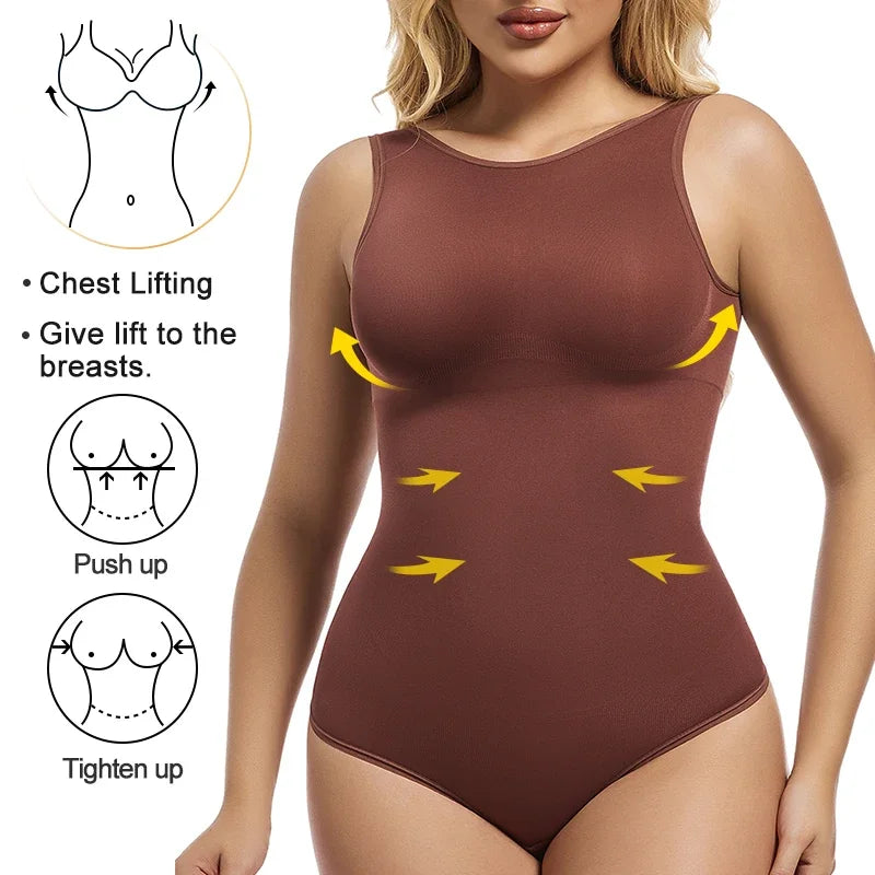 MISSMOLY Round-Neck Backless Shapewear Bodysuit – Tummy-Control Waist Trainer & Butt-Lifting Thong