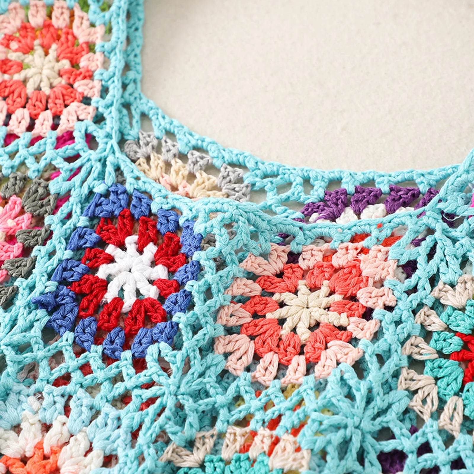 Womens Crochet Tank Top With Tassels Cover Ups Knit Colorful Floral Embroidery Summer Backless Camisole Fashion Casual Bohemian