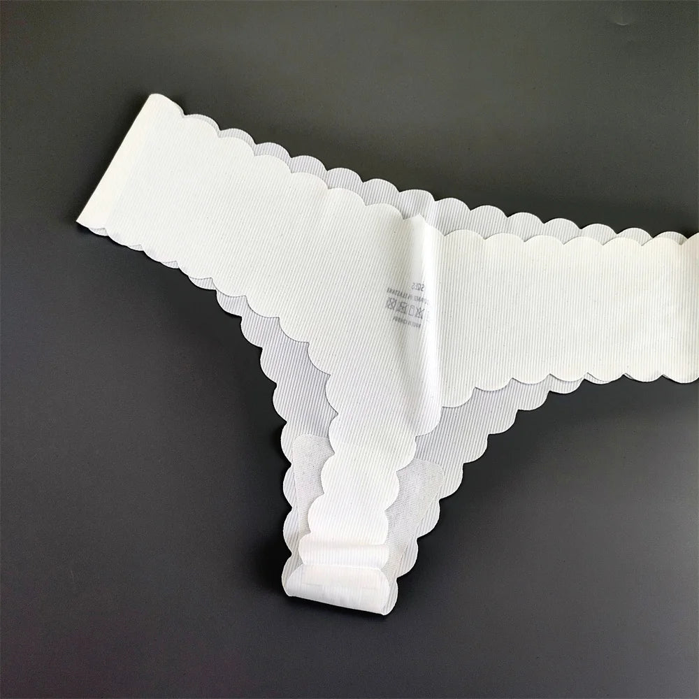 3 Pieces Seamless Thong Panties Pack Women Invisible Thread Ice Silk Sexy G-string Underwear Bikini Brief Plus Size