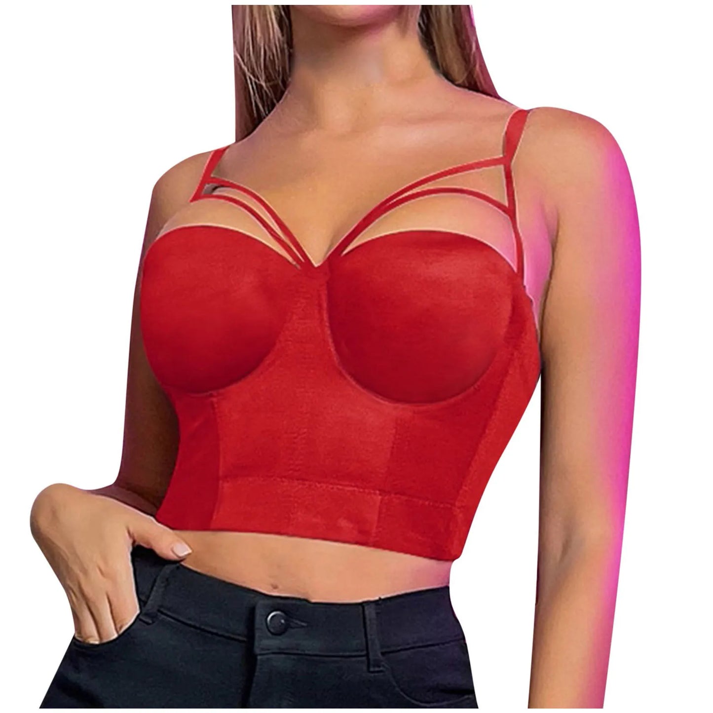 Mesh Perspective Splicing Bead Wrapped Chest Top Underwire Buttoned Summer Tube Top Party Corset Vest Cotton Tops Plus Size