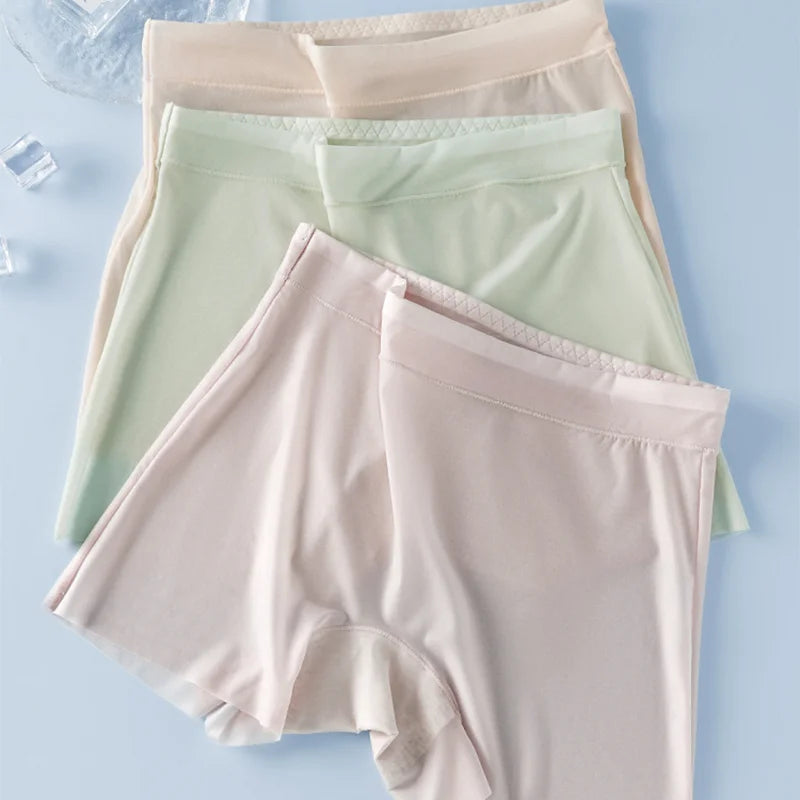 3PCS Ice Silk Ultra-Thin High Waist Boxer Briefs – Seamless Quick-Drying Plus Size Panties for Women