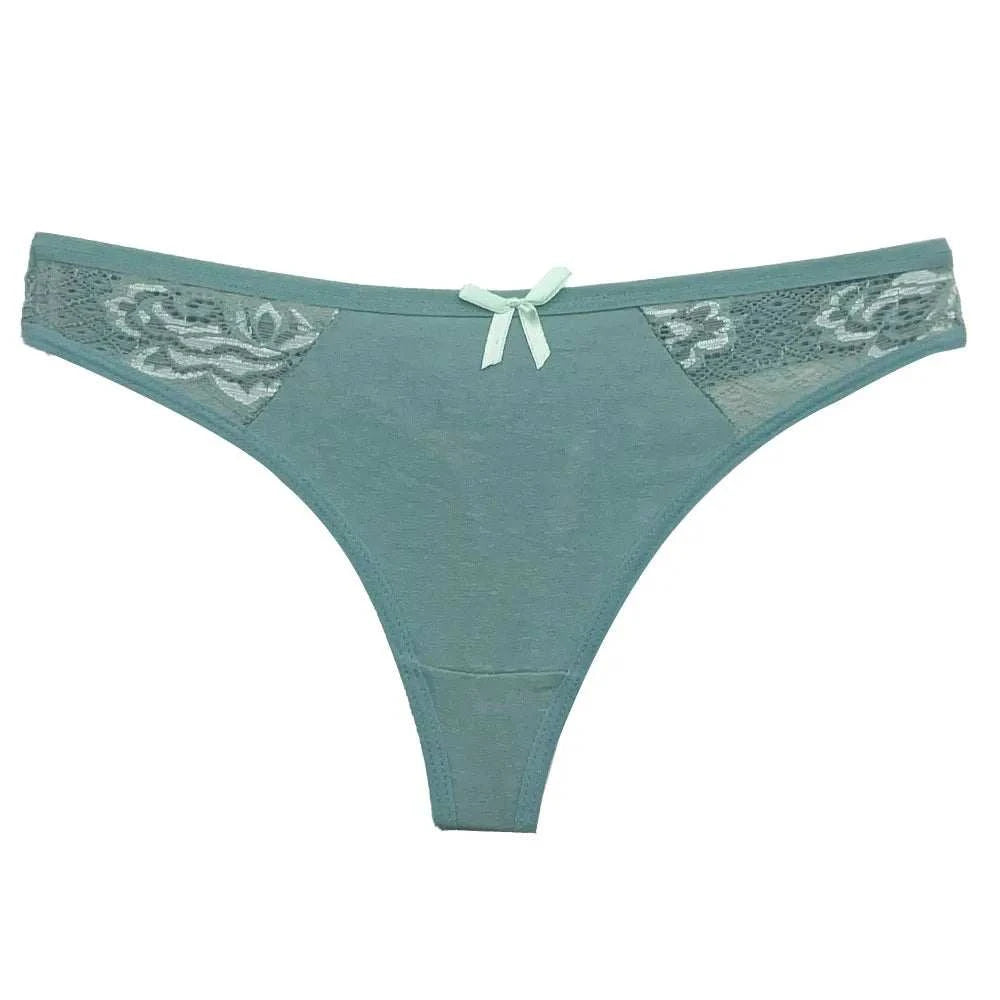 5 PCS/Set Cotton Thong Women Underwear Sexy Lace Panties Female Underpants Solid Color Panties Lingerie Low-Rise G-string