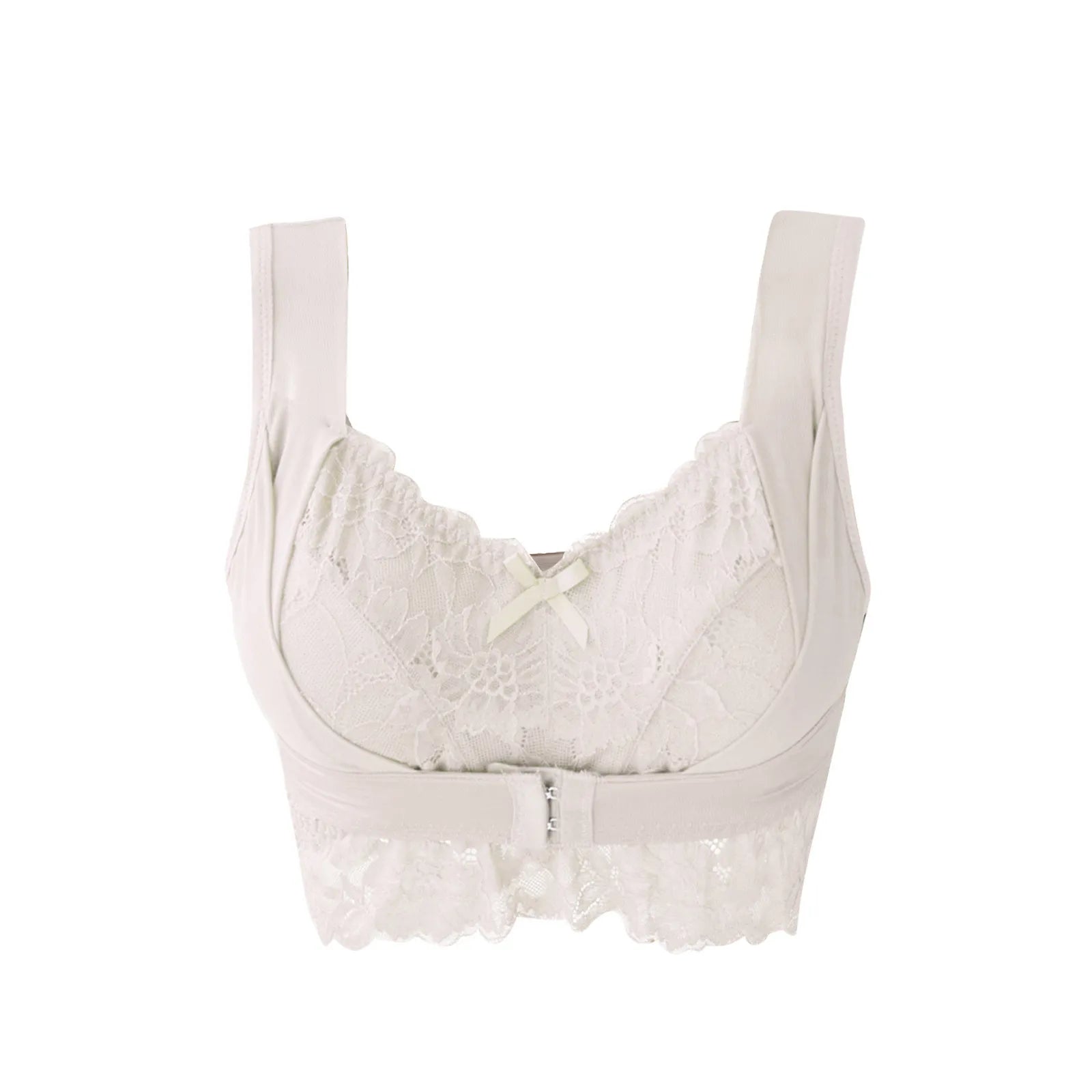 Push Up Vest Bras for Women Posture Corrector Gathered Bra without Steel Ring Front Closure Floral Embroidery Lace Bra Underwear