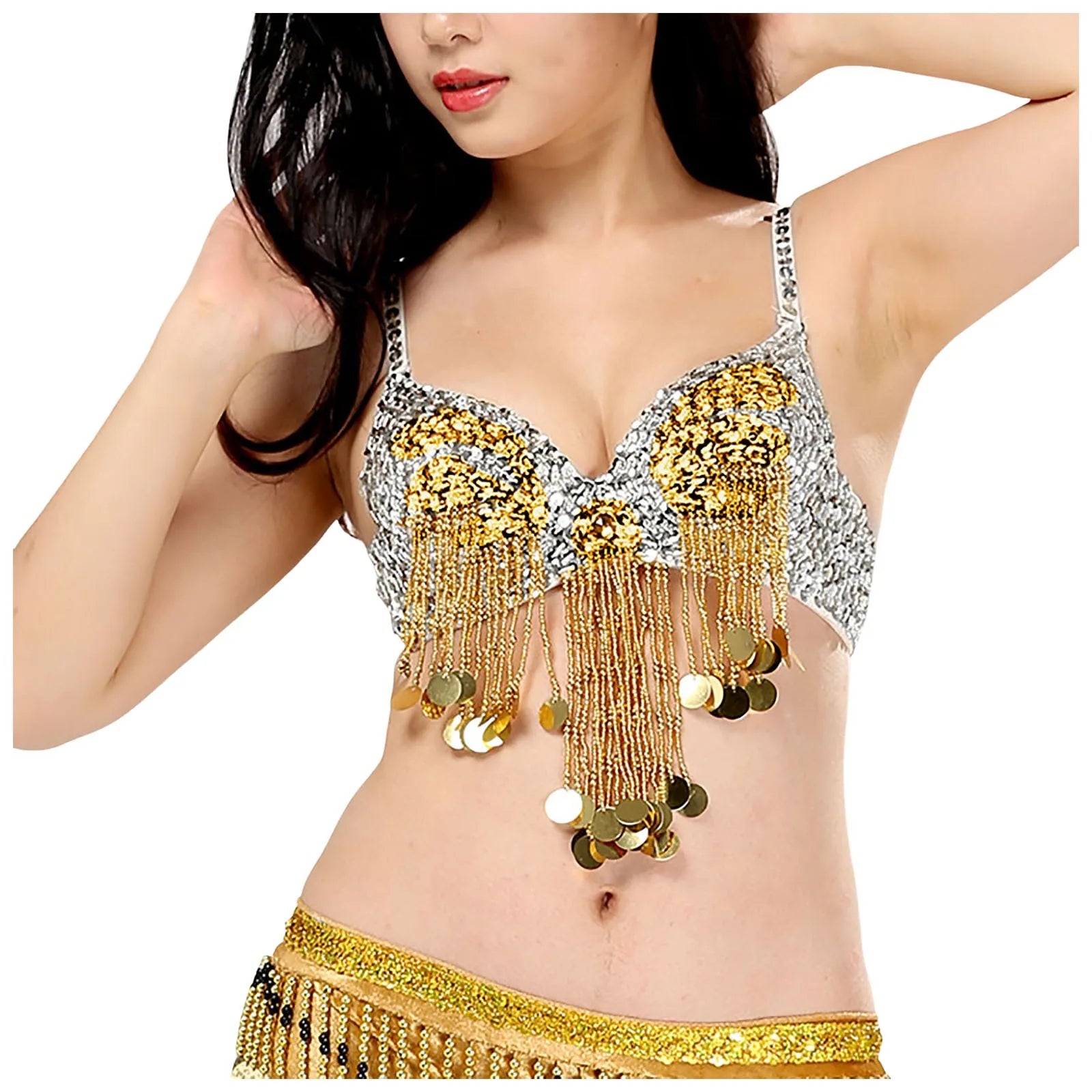 Women Push Up Bra Womens Tassel Glitter Bra Top Boho Festival Party Club Rave Tank Tops Ladies Carnival Belly Dance Bra Brasier