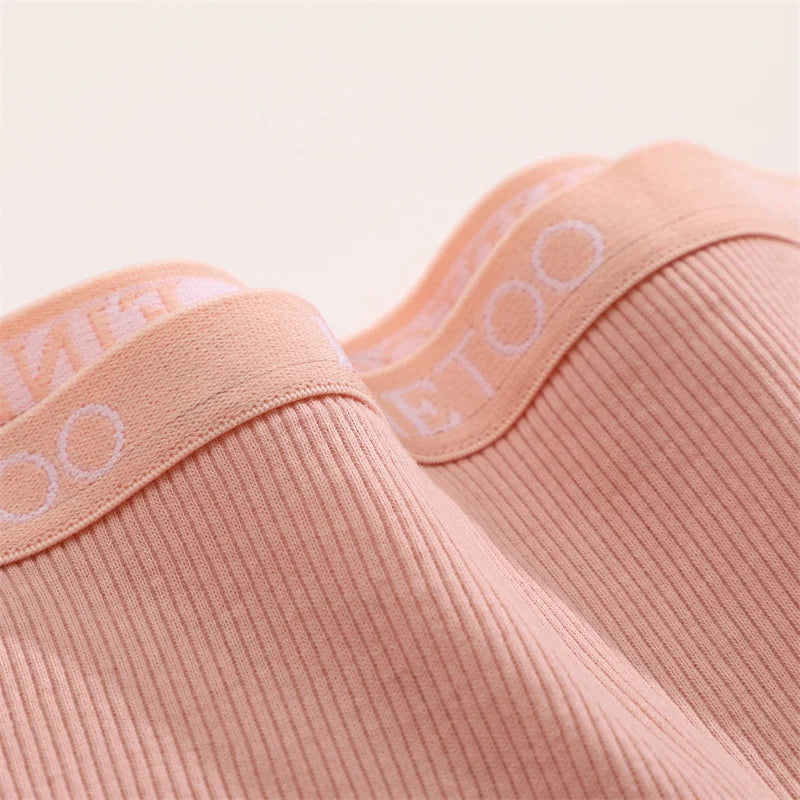 5PCS Women's Cotton Fabric Panties Fashion Letter Solid Color Boyshorts Seamless Cozy Breathable Sports Boxers Female Lingerie