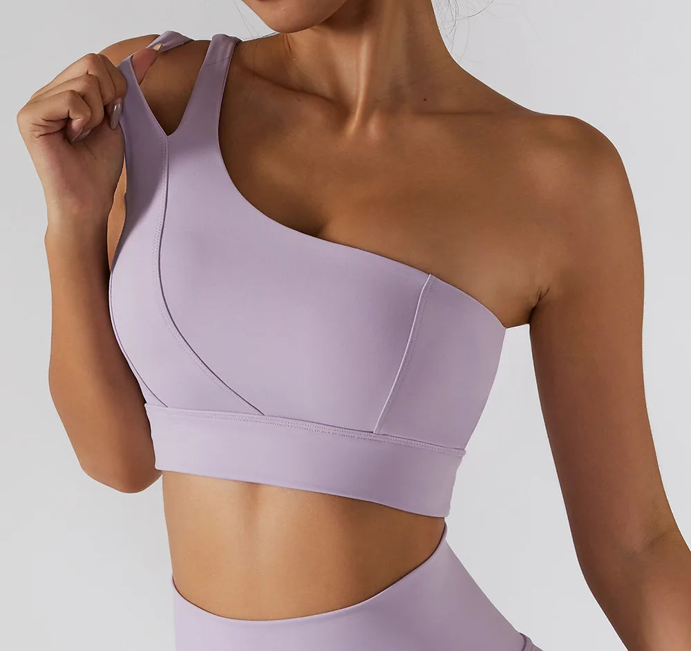 One-Shoulder Push-Up High-Impact Sports Bra – Sexy Gym & Running Vest