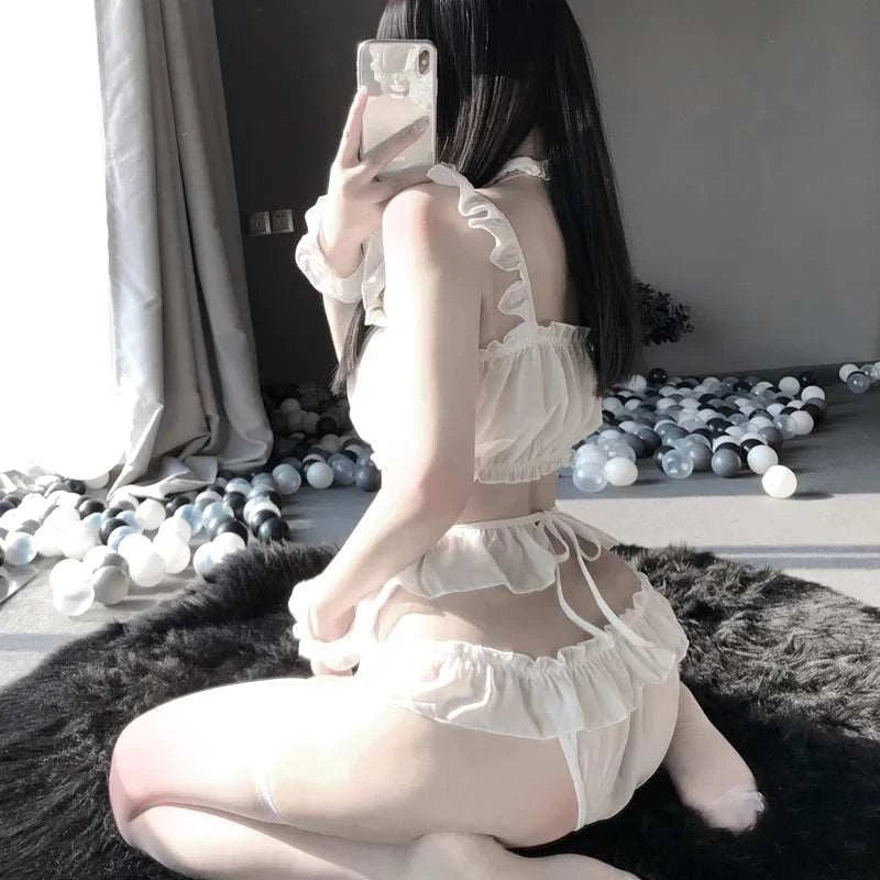 Hot Cute Anime Cow Cosplay Exotic Costume Japanese Style Bikini Lingerie Set for Role Play Night Sleepwear Clubwear Maid Uniform