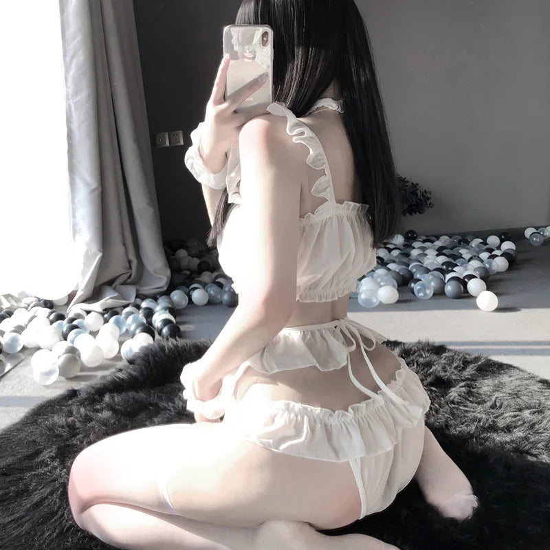Hot Cute Anime Cow Cosplay Exotic Costume Japanese Style Bikini Lingerie Set for Role Play Night Sleepwear Clubwear Maid Uniform