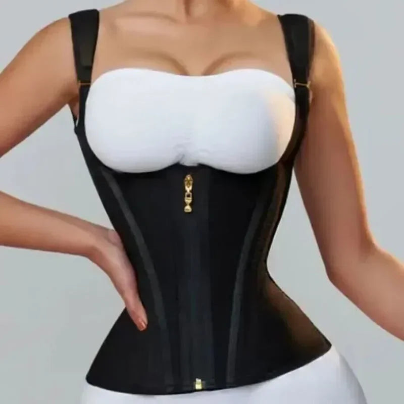 Colombian Double-Compression Shapewear Vest – Adjustable Zipper & Hook-and-Eye Waist Trainer Corset