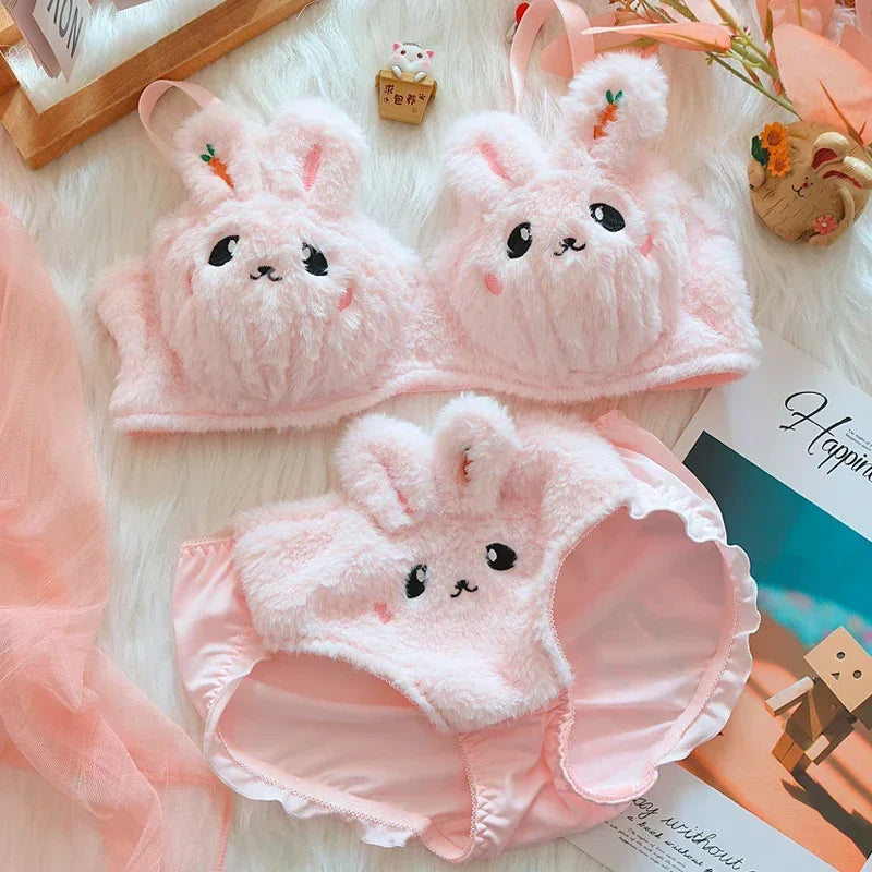 A New Plush Lingerie for Girls, A Cute Japanese-style Bra with A Rabbit and No Steel Hoop