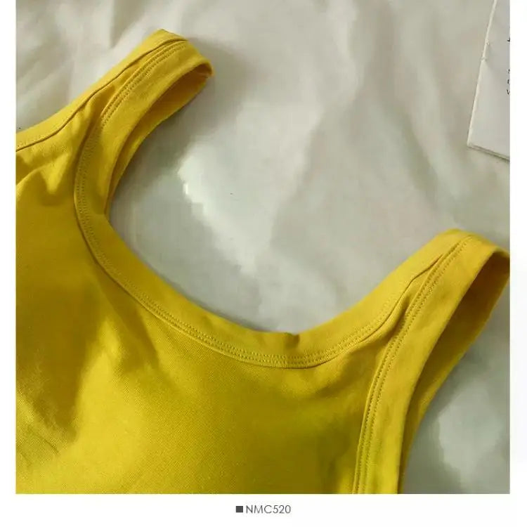 Women's Vest One-Piece No Steel Ring Cotton Chest Pad Wide Shoulder Sports Yoga Vest Underwear Black White Bra Tank Top Women