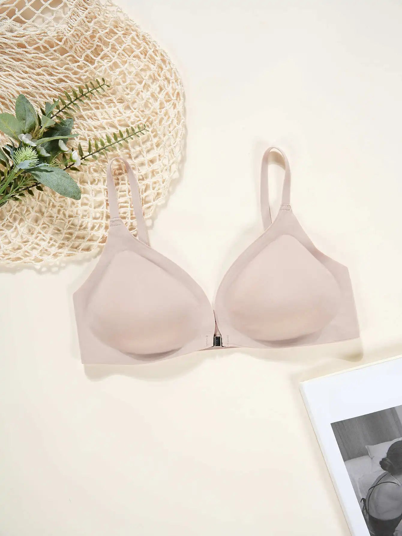 Women's Wireless Front Closure Push-Up Bras - 7 Pack Colored Seamless T-Shirt Lingerie with Removable Padding