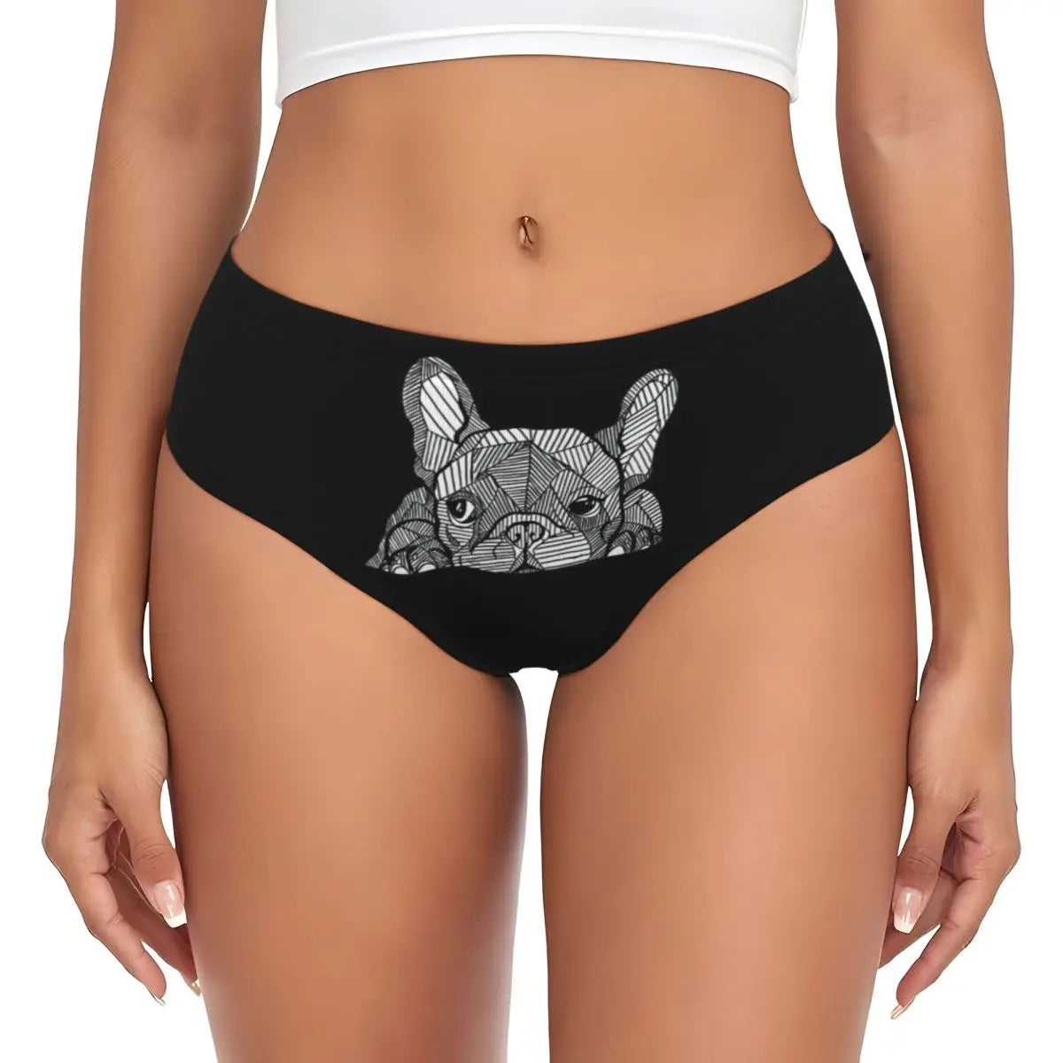 Custom Womens French Bulldog Christmas Santa Claus Brief Panties Female Stretch Underwear Underpants