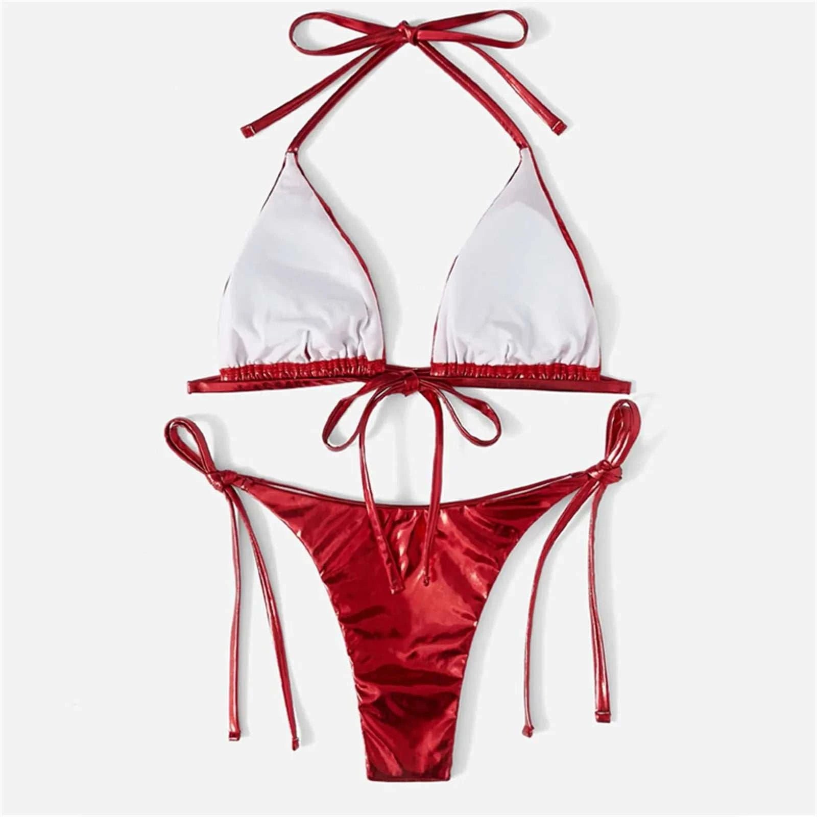 2023 New Mini Swimsuit Biquini Sexy Split Bikini Two Piece Swimsuit Looks Thin Sexy Swimsuit Set Triangle Cup Swimming Beachwear