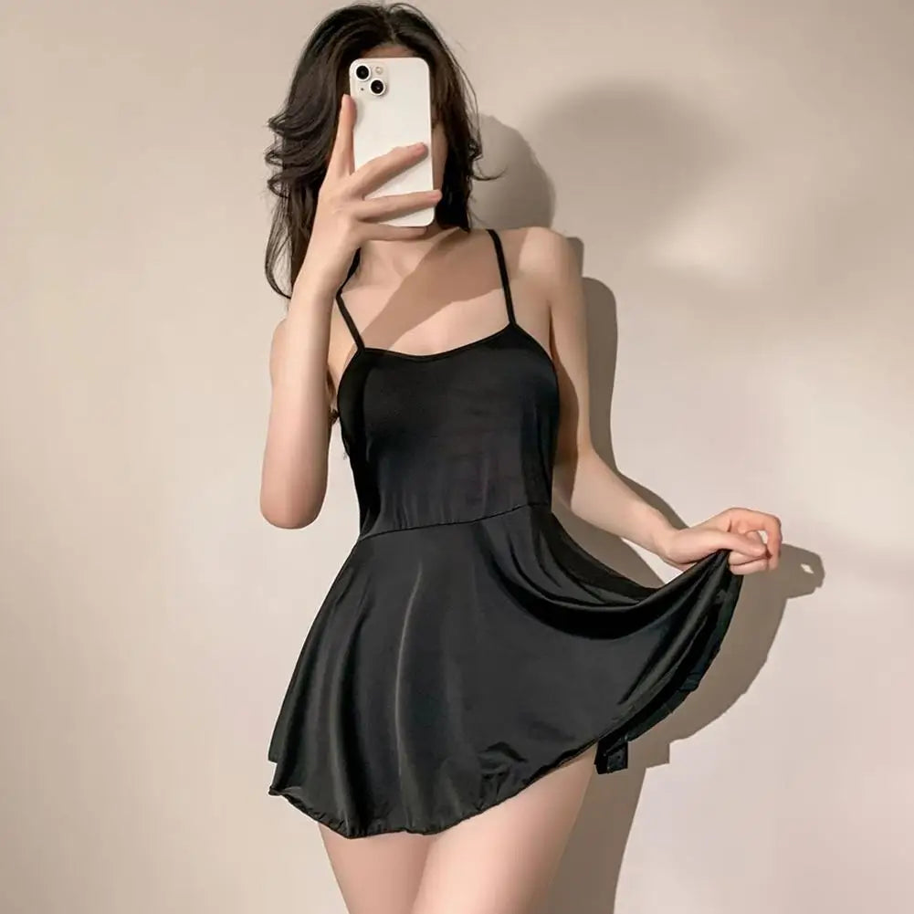 Sexy Women Pleated Micro MINI Dress Bandage Smooth Uniform Slip Mini Dress Night Club Outfits Allure Ruffled Dress Backless