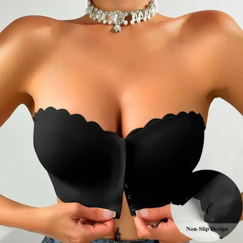 Front Button Underwear Bra No Underwire Smooth Breathable Comfortable Solid Color Gathering No Trace Invisible Women Underwear