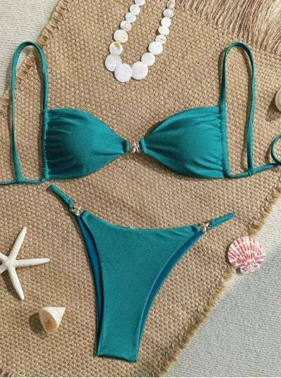 Sexy Triangle Mini Bikini Set Micro Thongs Solid Swimsuit Women Bathing Suit Biquini Bandage Beachwear Swimwear Thong Bikini