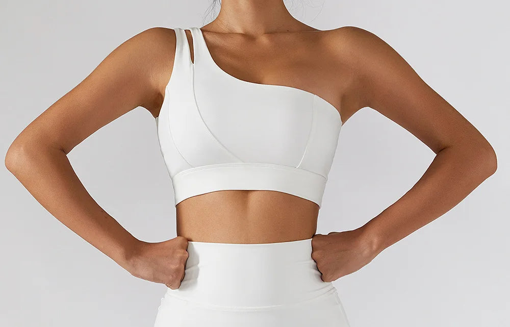 One-Shoulder Push-Up High-Impact Sports Bra – Sexy Gym & Running Vest