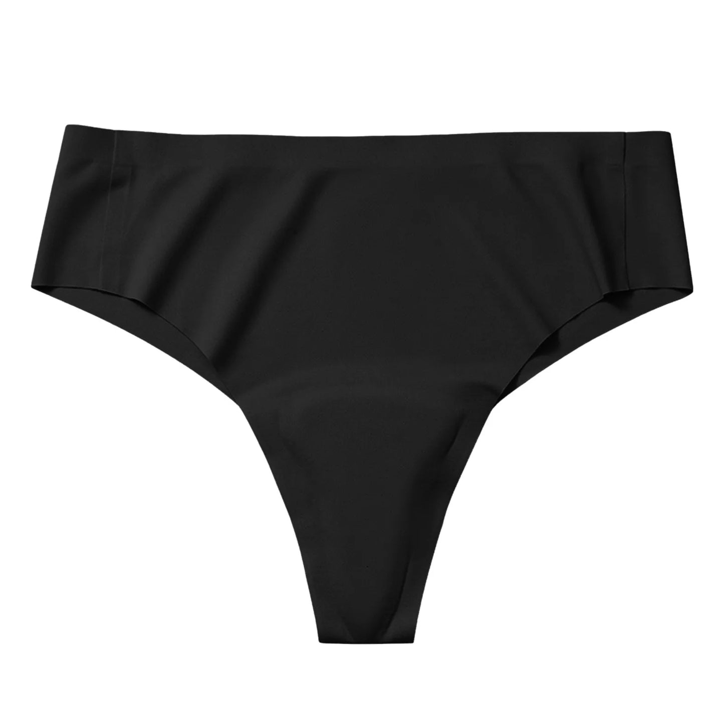 Comfortable Mid Waist Seamless Thong Panties – Solid Color Stretch Basics Underwear for Women