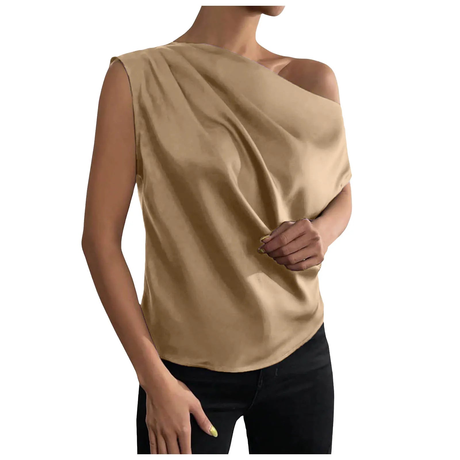 Summer Camisole Tanks For Women Women Silk Satin Casual Sleeveless U Neck Tank Top Summer Curved Hem Lightweight Ropa De Mujer