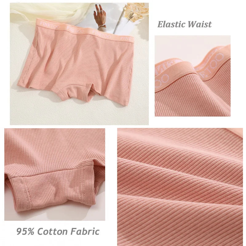 5PCS Women's Cotton Fabric Panties Fashion Letter Solid Color Boyshorts Seamless Cozy Breathable Sports Boxers Female Lingerie