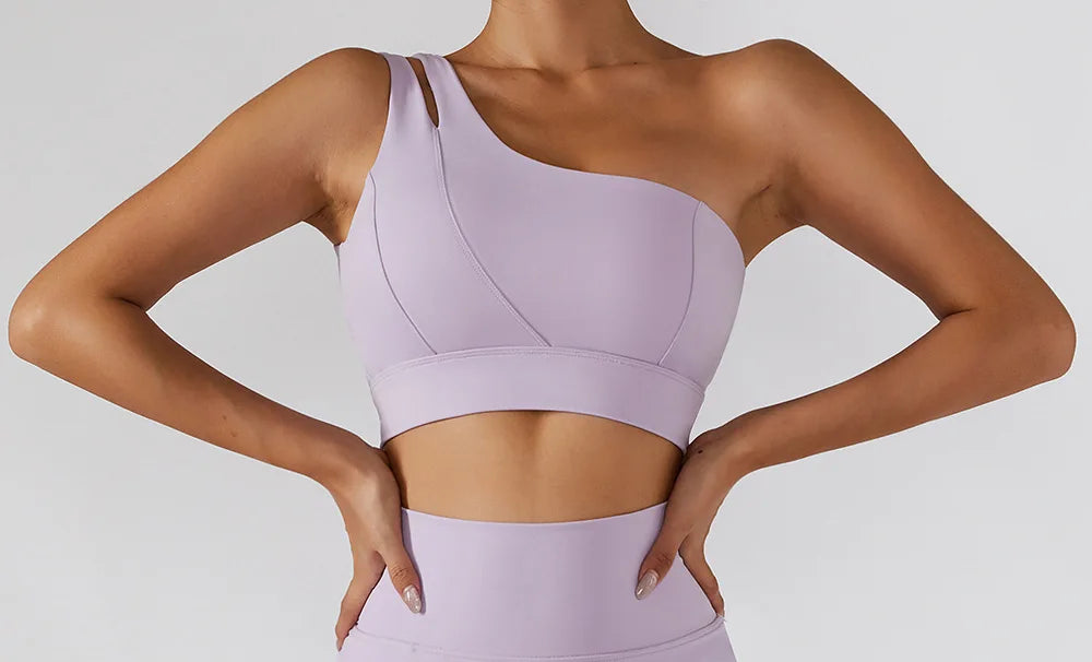 One-Shoulder Push-Up High-Impact Sports Bra – Sexy Gym & Running Vest