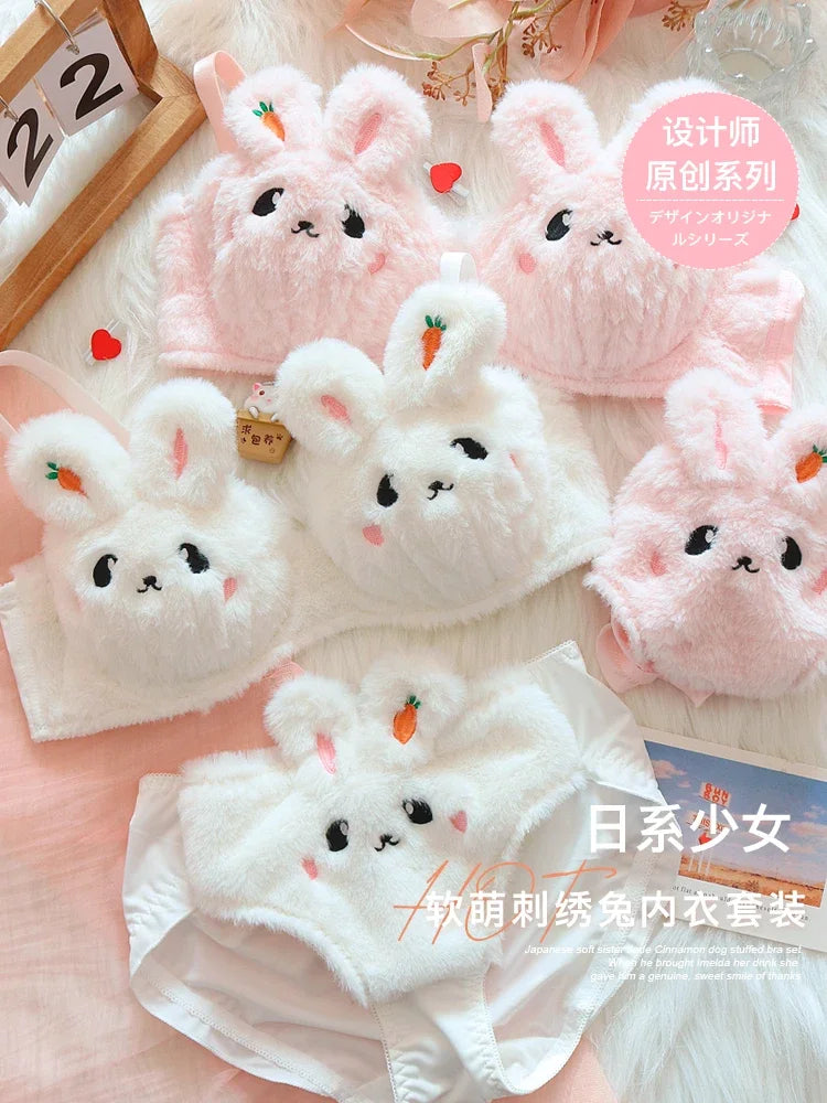 A New Plush Lingerie for Girls, A Cute Japanese-style Bra with A Rabbit and No Steel Hoop
