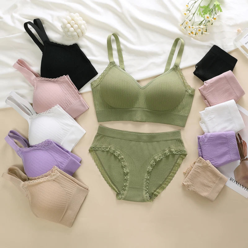 Women’s 2-Piece Ribbed Stretch Bralette & Crop Tank Top Set – Sexy Basic Lingerie