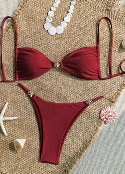 Sexy Triangle Mini Bikini Set Micro Thongs Solid Swimsuit Women Bathing Suit Biquini Bandage Beachwear Swimwear Thong Bikini