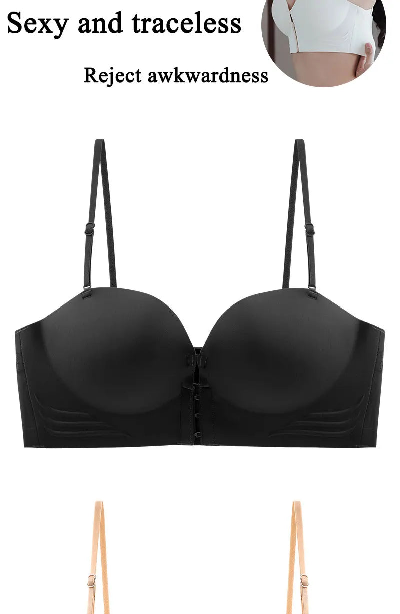 Front-Closure Wireless Cross-Back Posture Support Sports Bra – Breathable Comfort Underwear