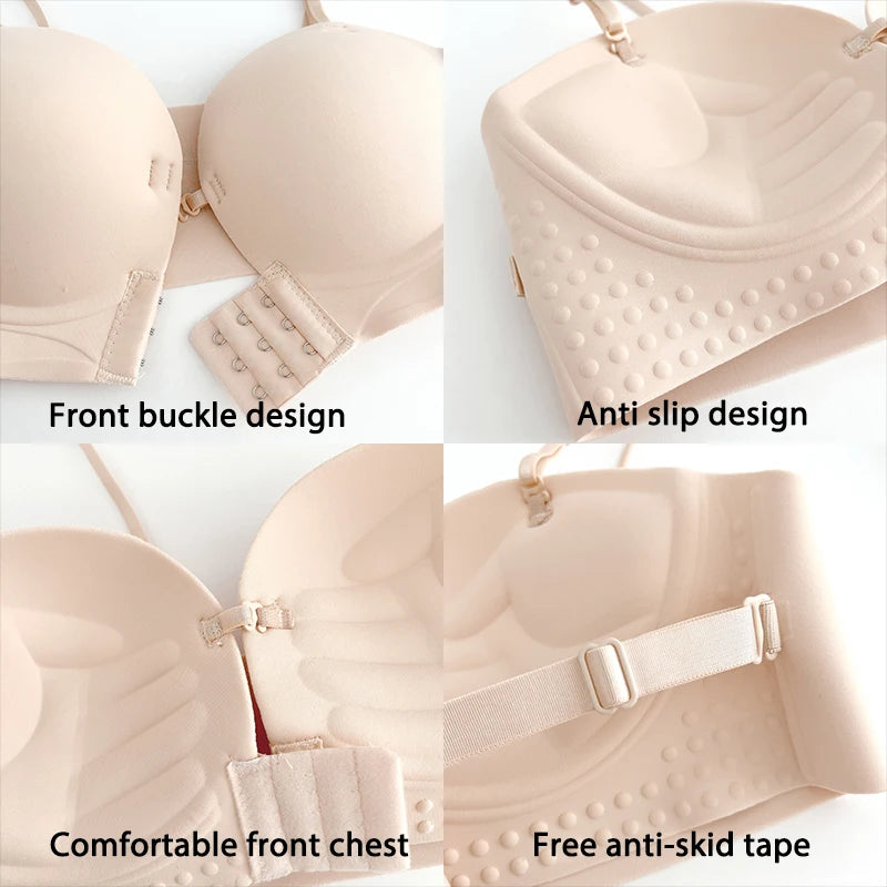 Front-Closure Wireless Cross-Back Posture Support Sports Bra – Breathable Comfort Underwear