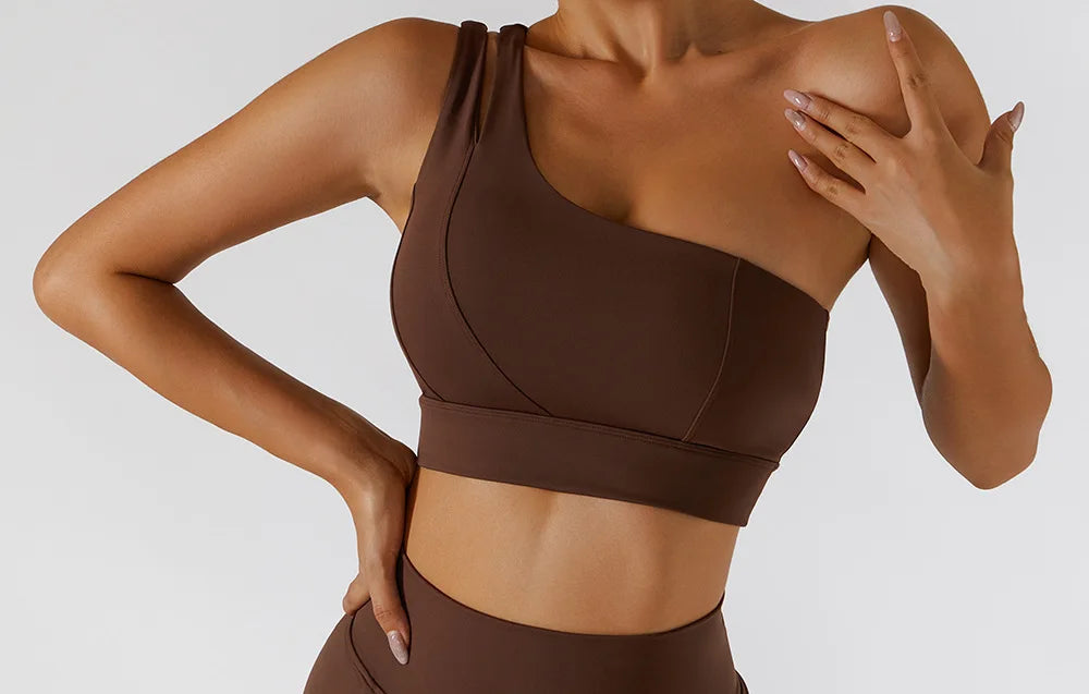 One-Shoulder Push-Up High-Impact Sports Bra – Sexy Gym & Running Vest