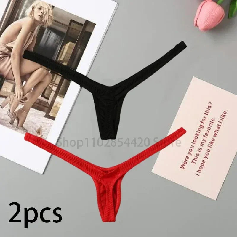 2/4pcs New Deep V Thong Women's Breathable  Line Sexy Hot Waist Mini Panties Bikini Bottom Thongs Female Panty Women Underwear