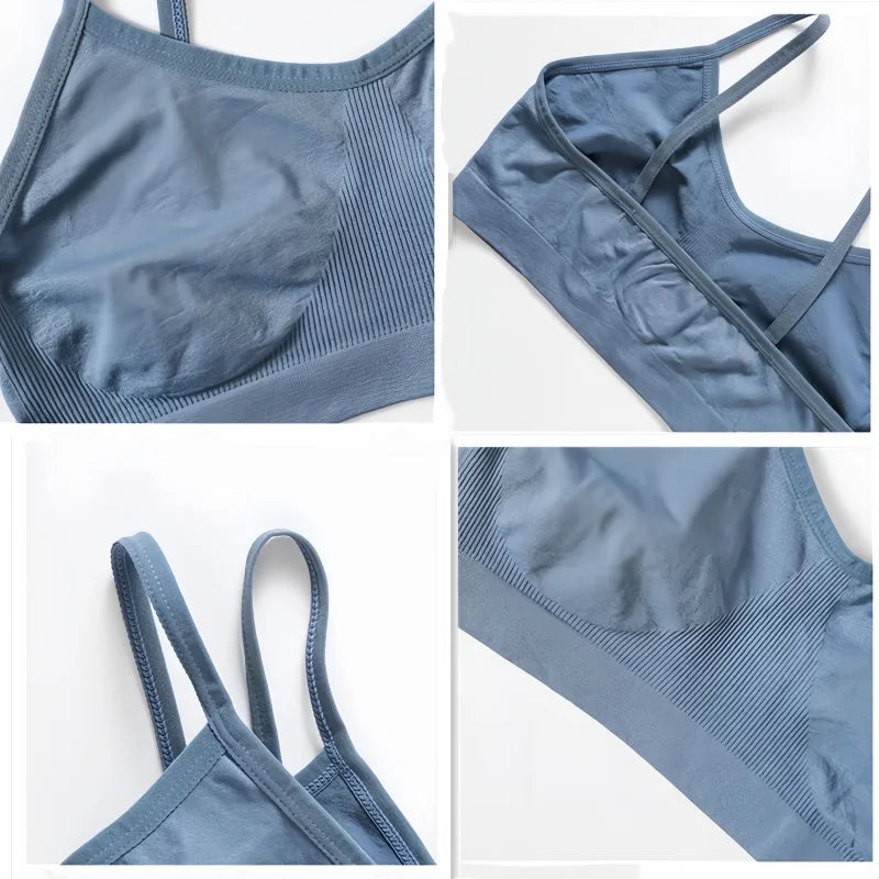 Seamless Ribbed Wireless Bralette Tank – Unlined Stretch Crop Top
