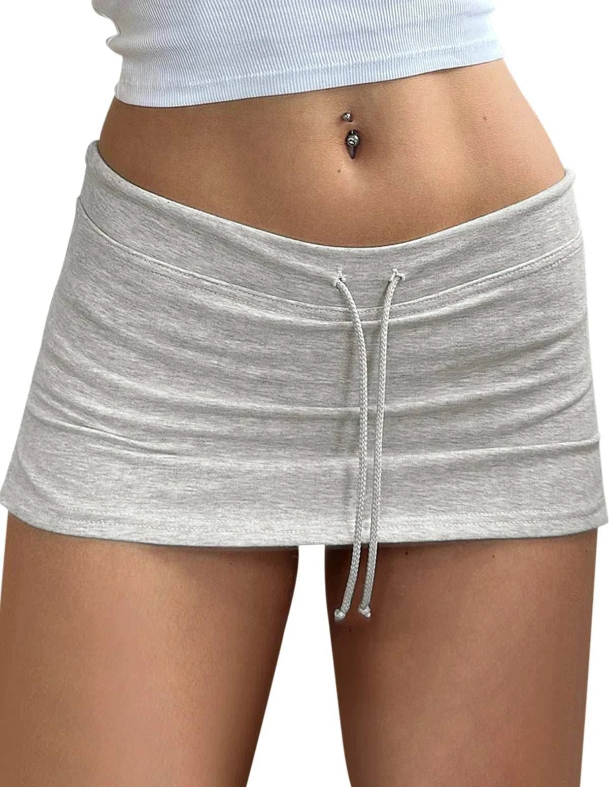 Womens Micro Mini Gym Skirts 2025 Summer Low Waisted Side Slit Yoga Skirt Sexy Drawstring Athletic Skirt