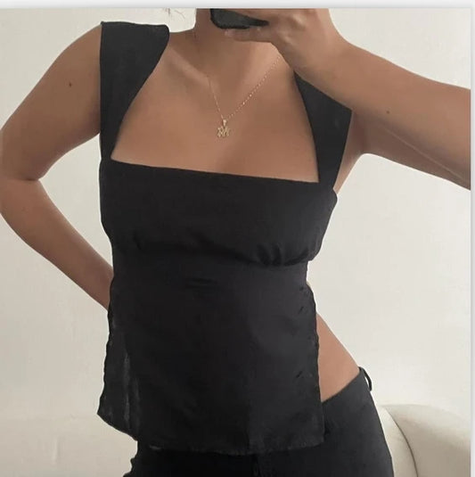 Women Camisole Sleeveless Backless Lacing Embroidery Summer Tops for Party Club