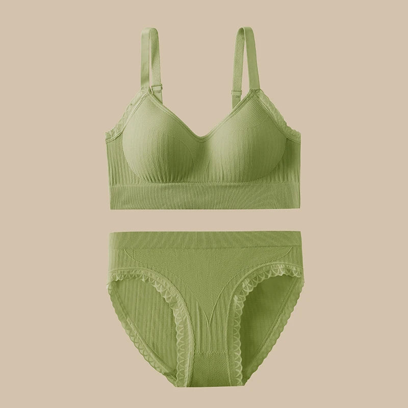 Women’s 2-Piece Ribbed Stretch Bralette & Crop Tank Top Set – Sexy Basic Lingerie